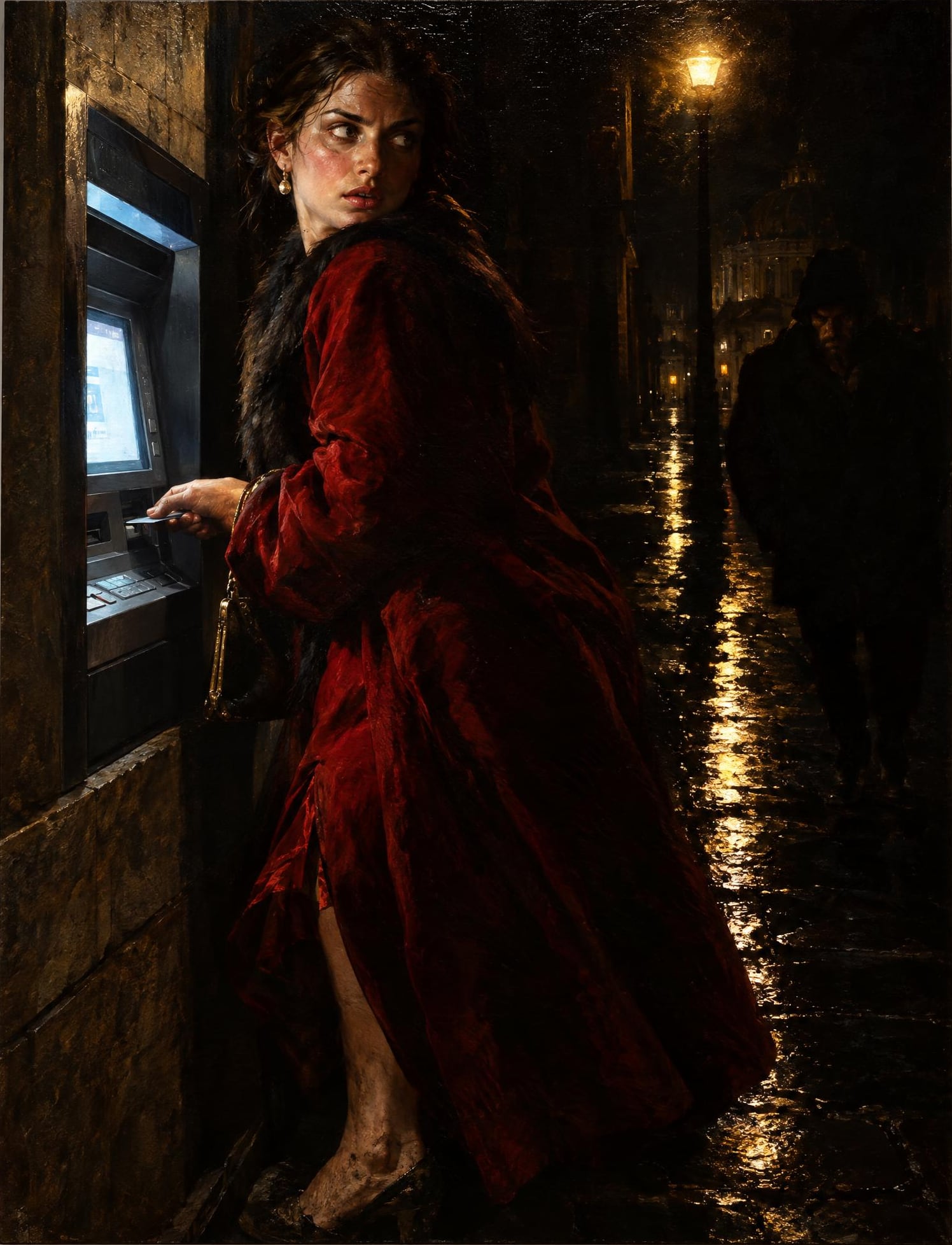 Judith at the Cash Machine, in the manner of Caravaggio