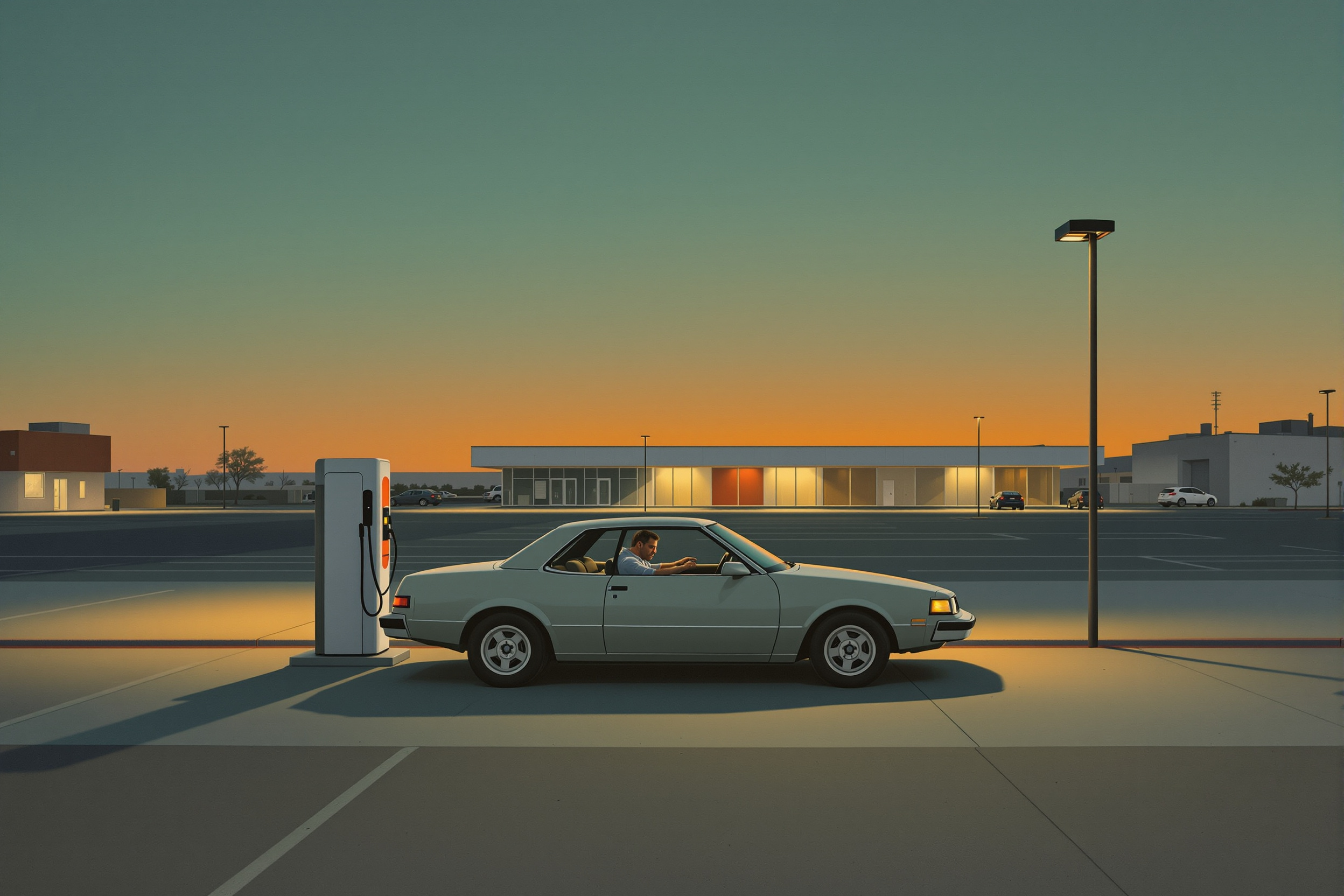 Charging, in the manner of Edward Hopper