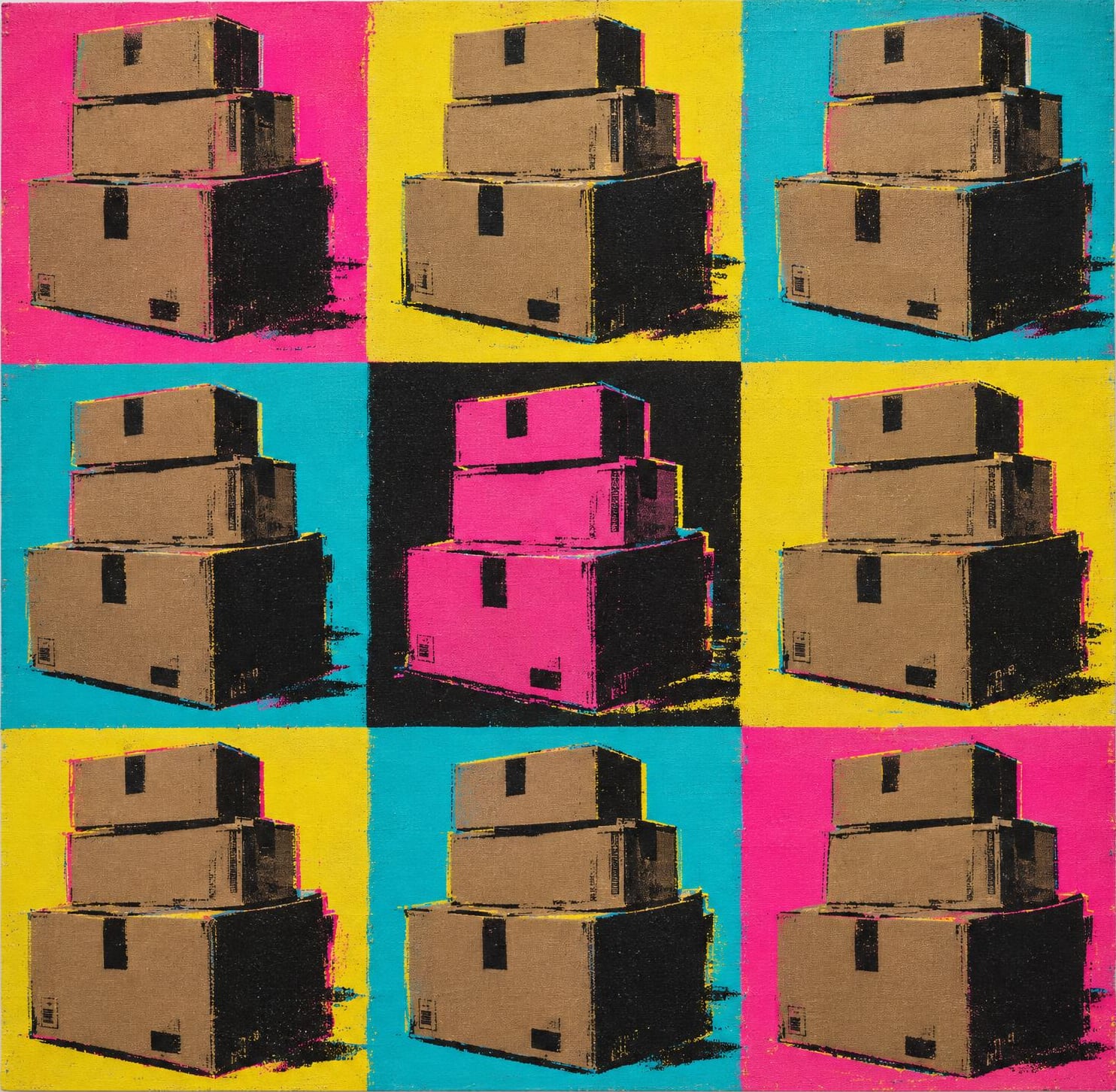 Cardboard Boxes, in the manner of Andy Warhol
