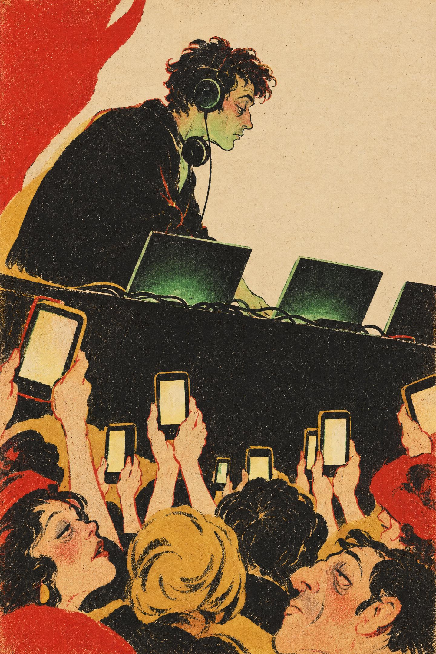 The DJ, in the manner of Henri de Toulouse-Lautrec