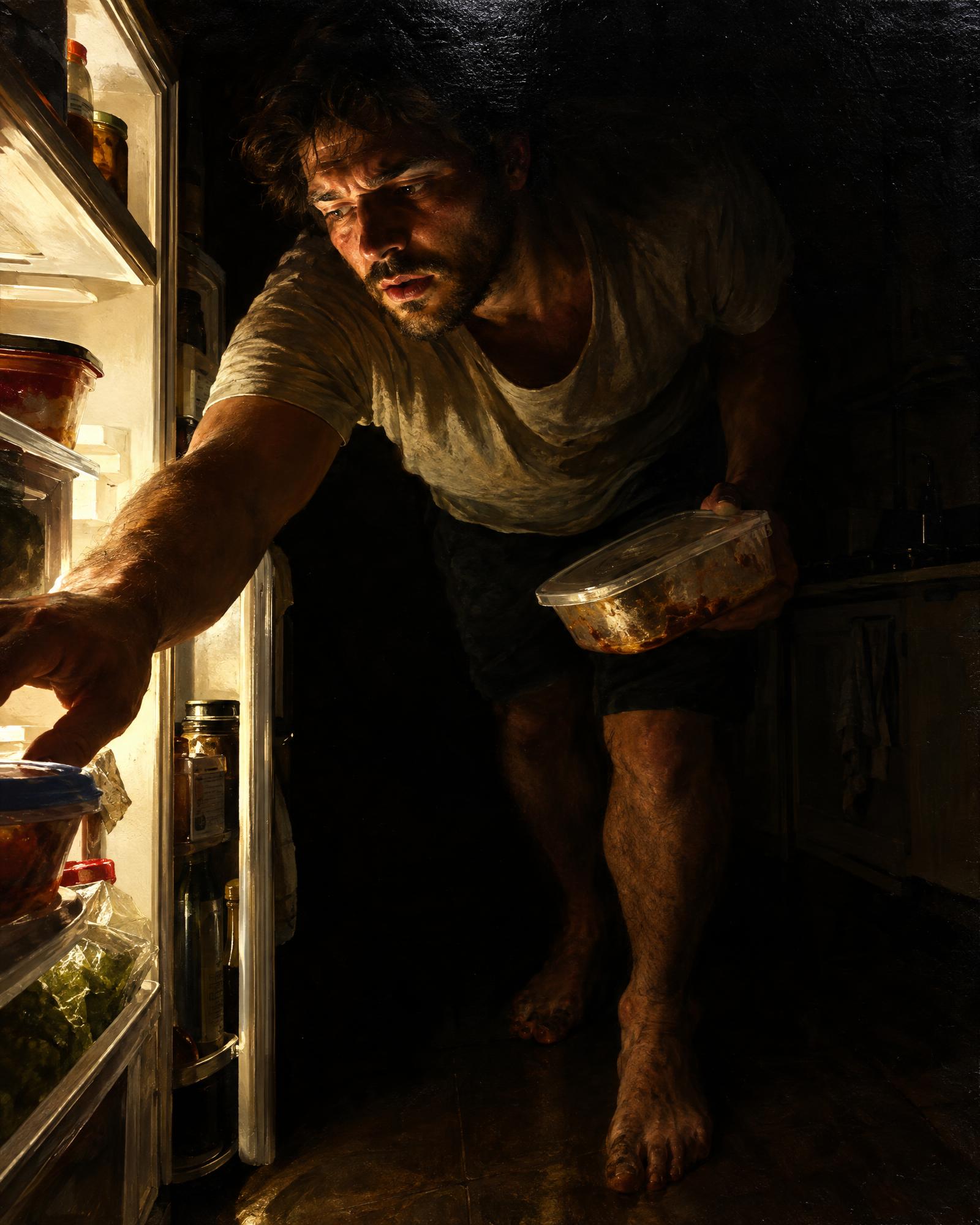 The Calling of the Night Eater, in the manner of Caravaggio
