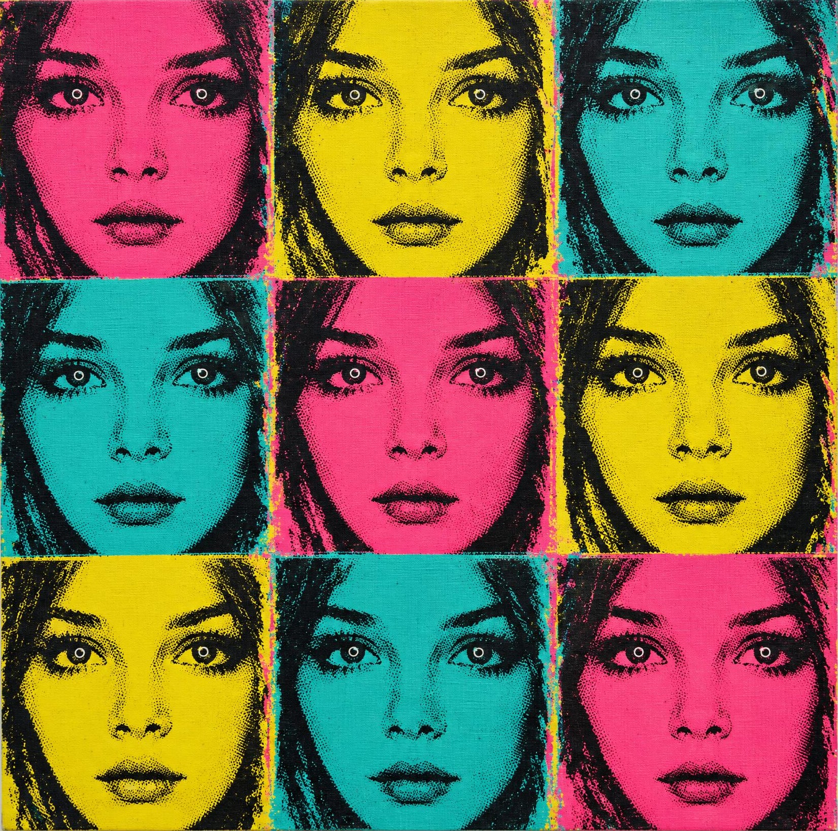 Ring Light, Nine Times, in the manner of Andy Warhol