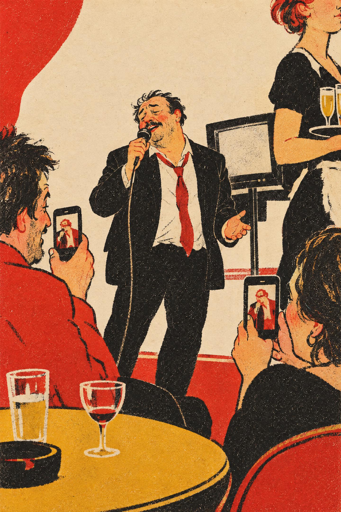 Karaoke, Tuesday, in the manner of Henri de Toulouse-Lautrec