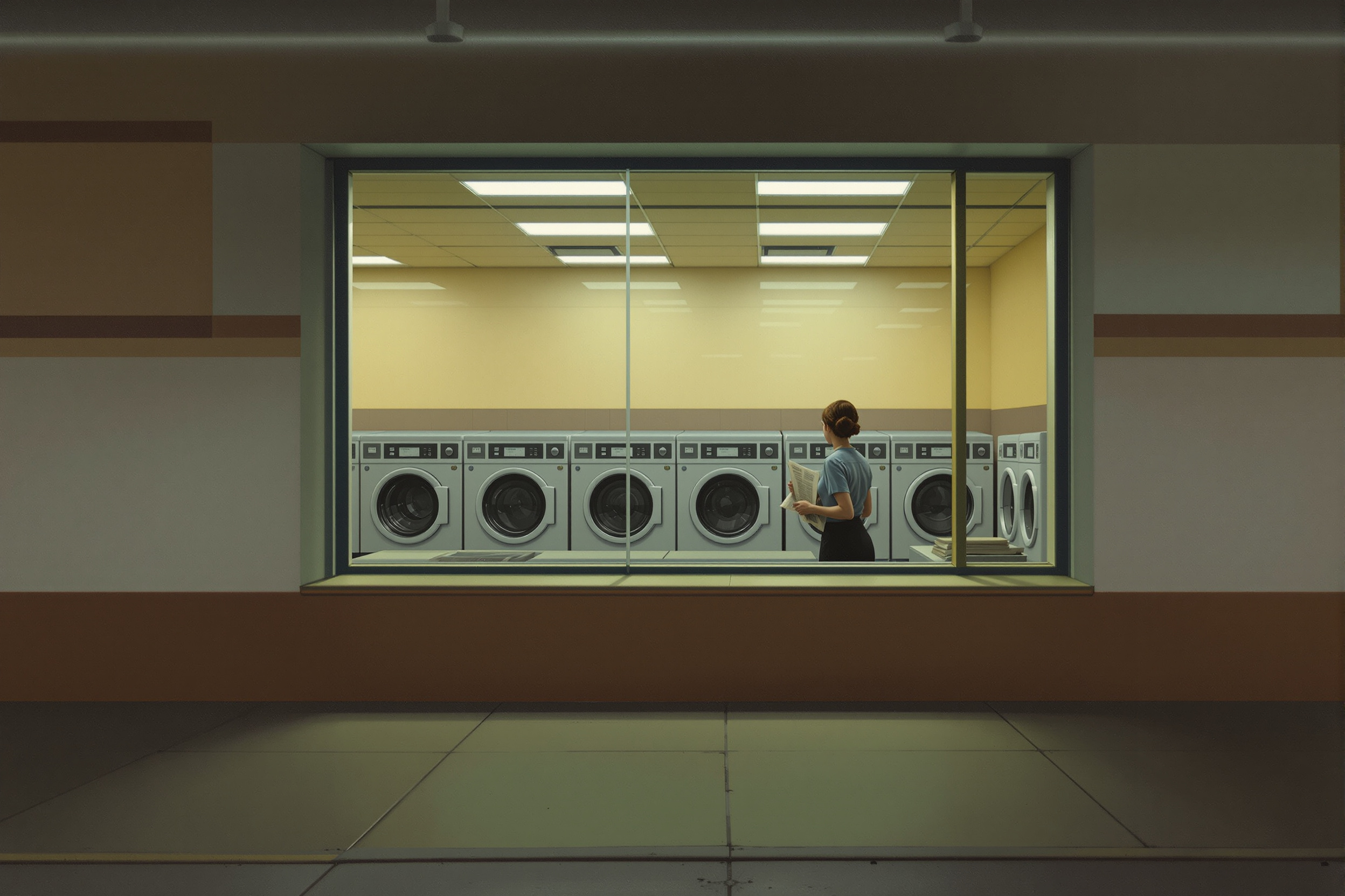 Night Shift, in the manner of Edward Hopper