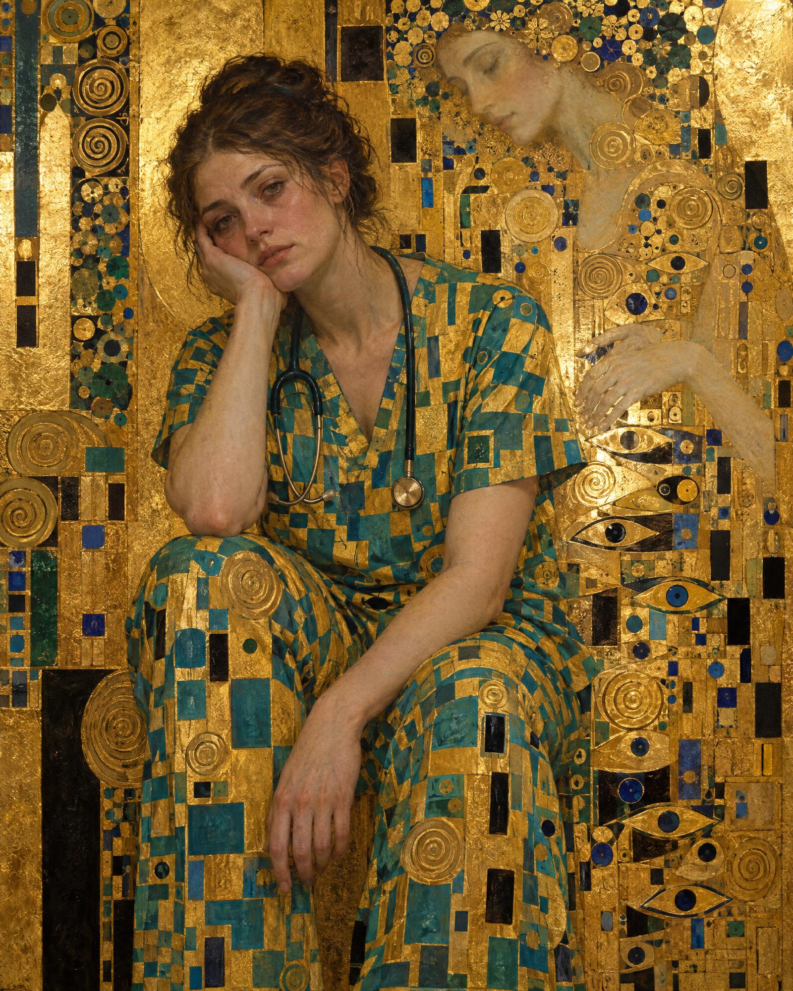 The Nurse, in the manner of Gustav Klimt