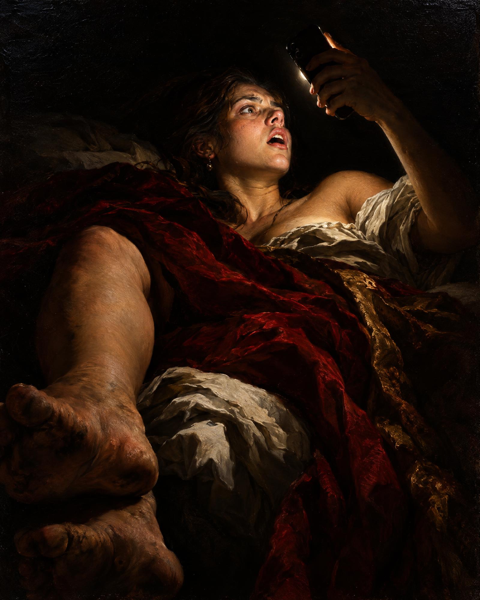 Doubting, in the manner of Caravaggio