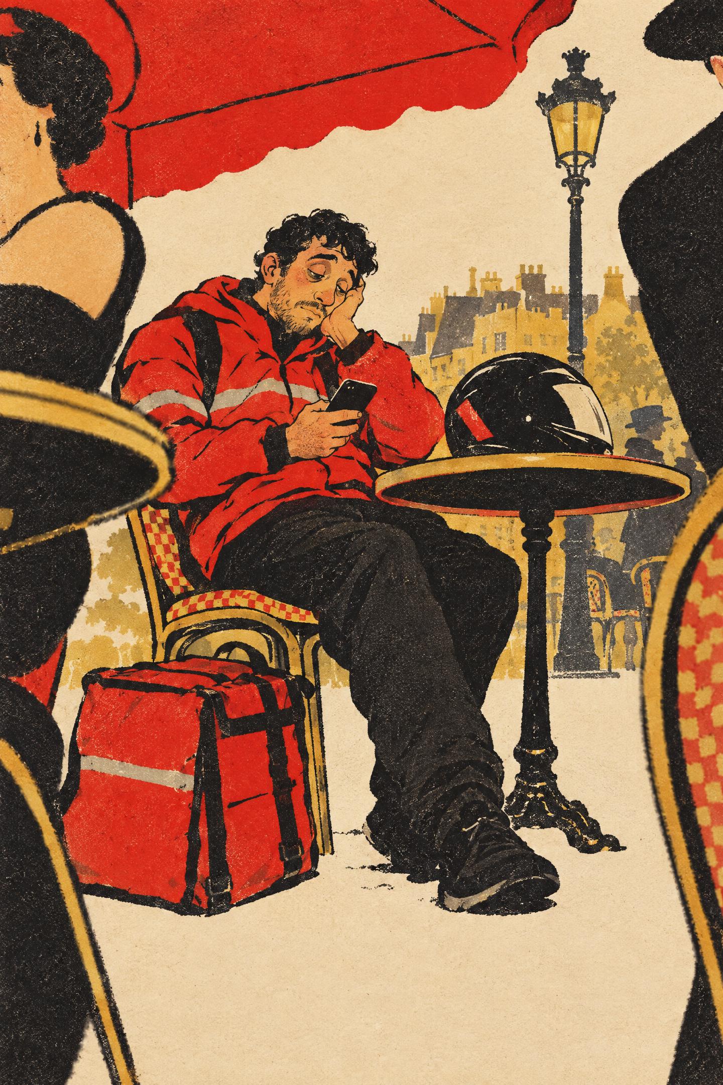 The Rider's Break, in the manner of Henri de Toulouse-Lautrec
