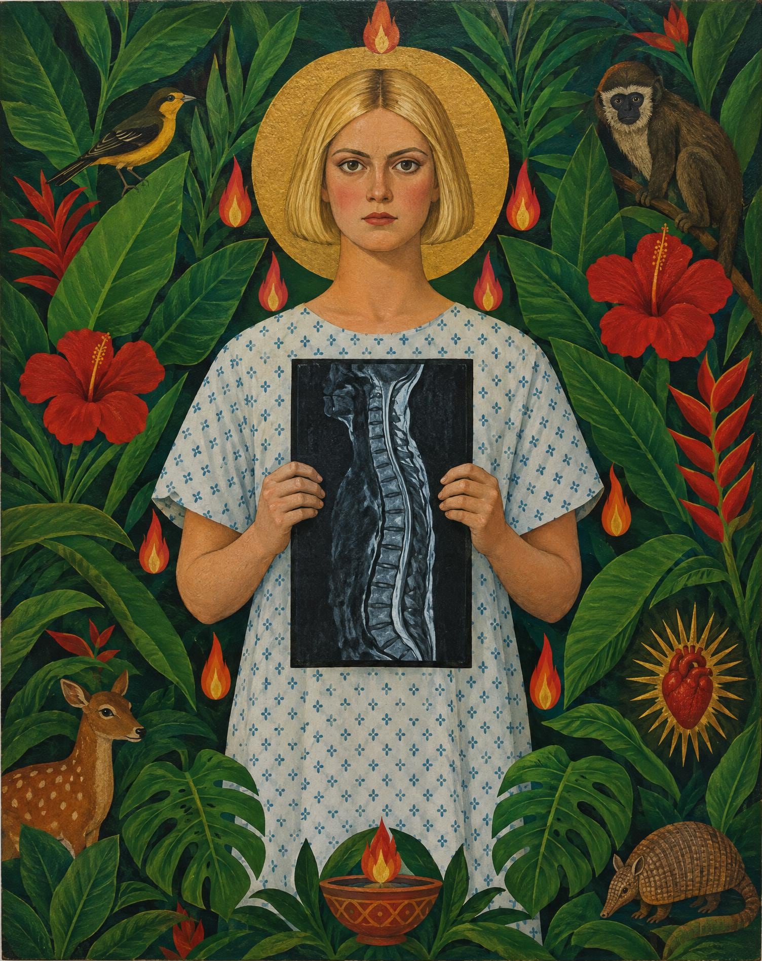The Scan, in the manner of Frida Kahlo