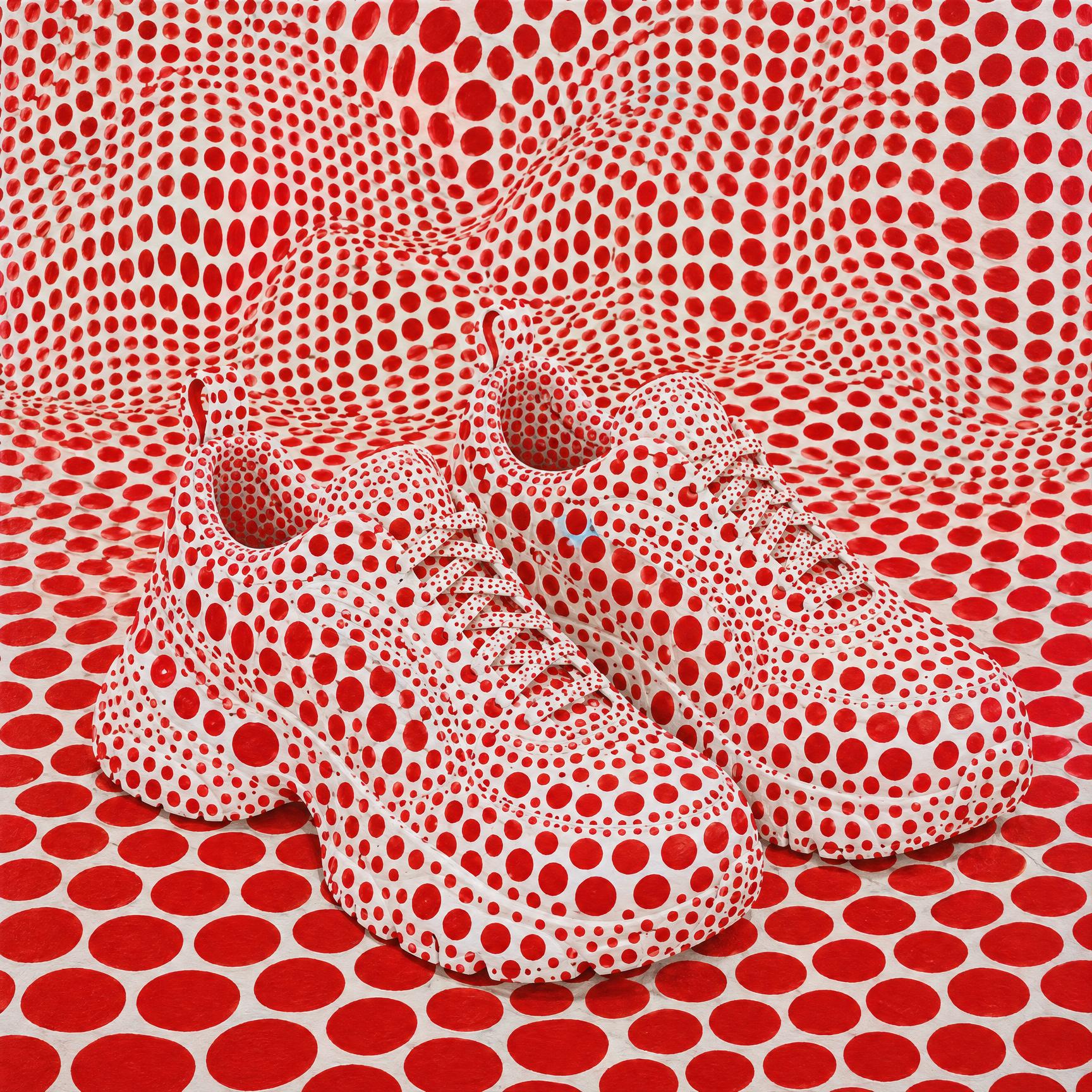 Sneakers, in the manner of Yayoi Kusama