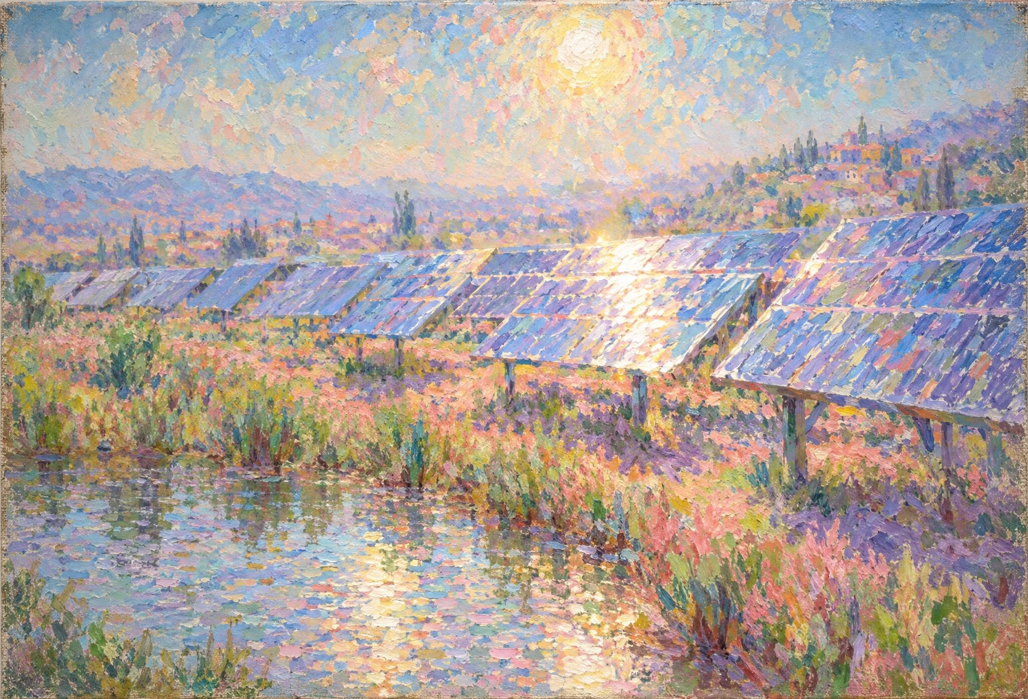 Solar Field, Noon, in the manner of Claude Monet