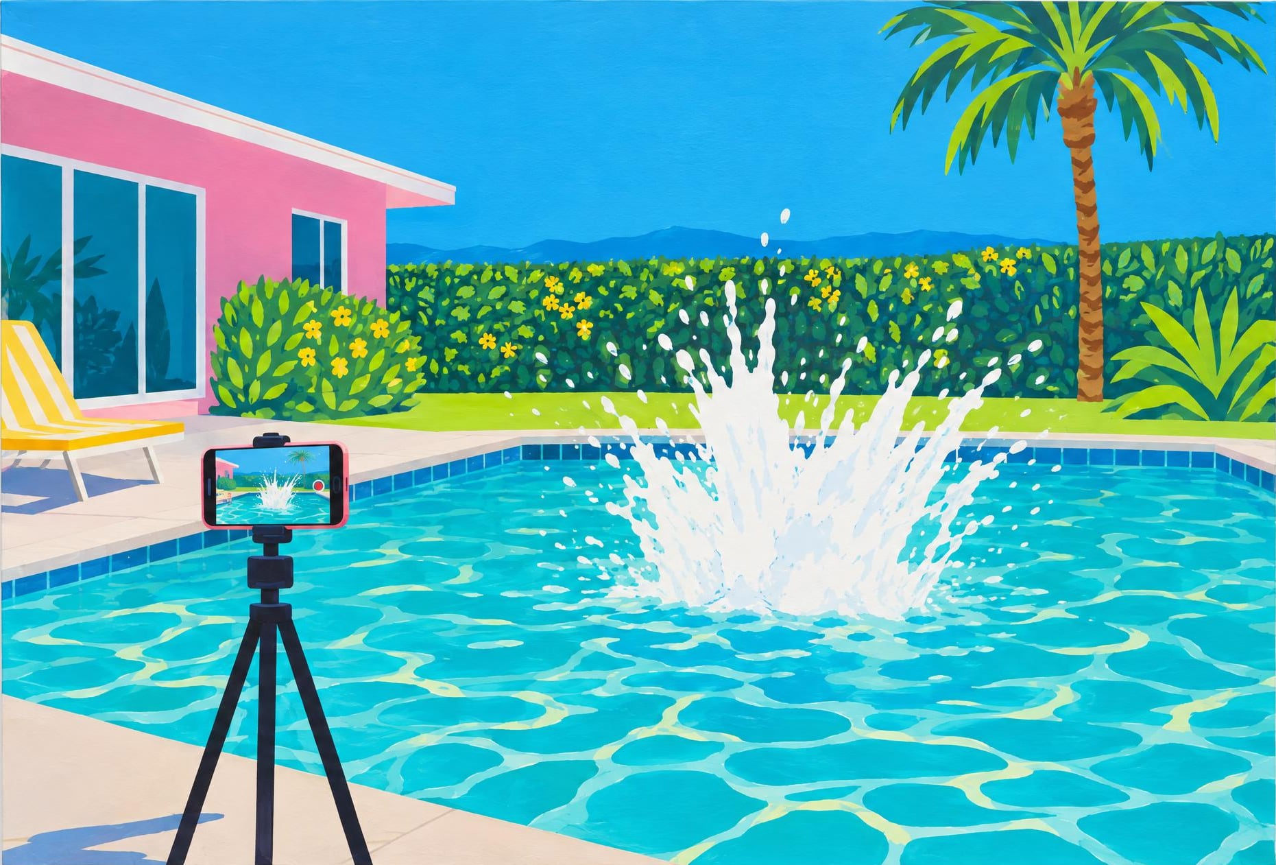 Cannonball, Filmed, in the manner of David Hockney