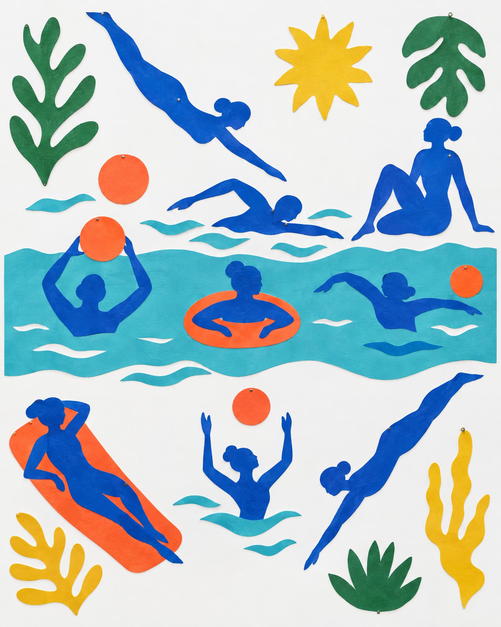 The Public Pool, in the manner of Henri Matisse
