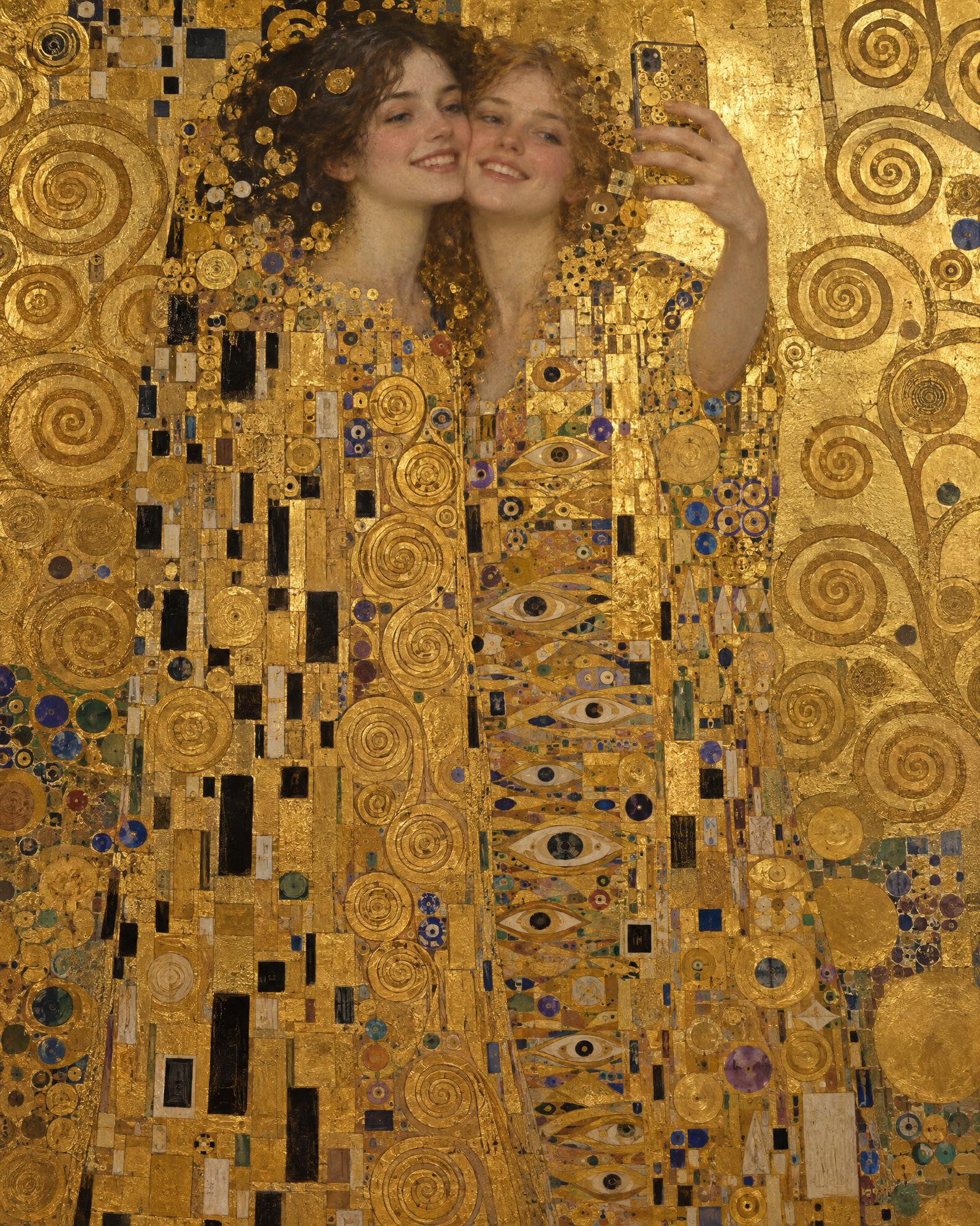 The Selfie, in the manner of Gustav Klimt