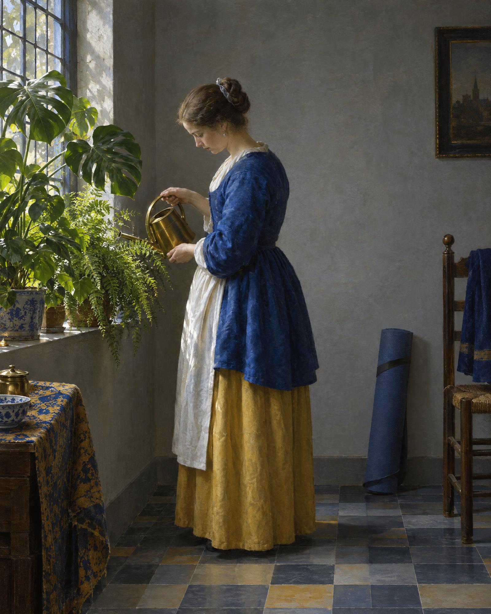 The Houseplants, in the manner of Johannes Vermeer